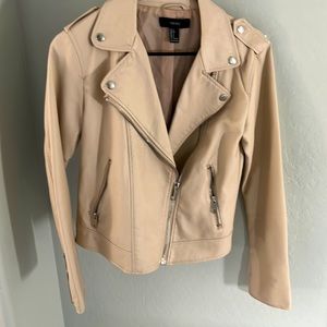 Leather Jacket - Beige - Size Small